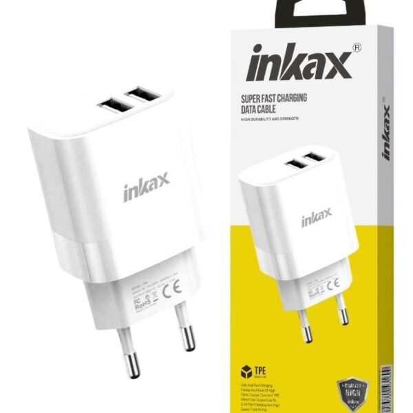 Cargador de Pared Inkax Dual USB-A 2.4A Blanco