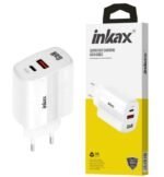 Cargador Inkax USB-A+USB-C GaN 45W Carga Rápida Blanco