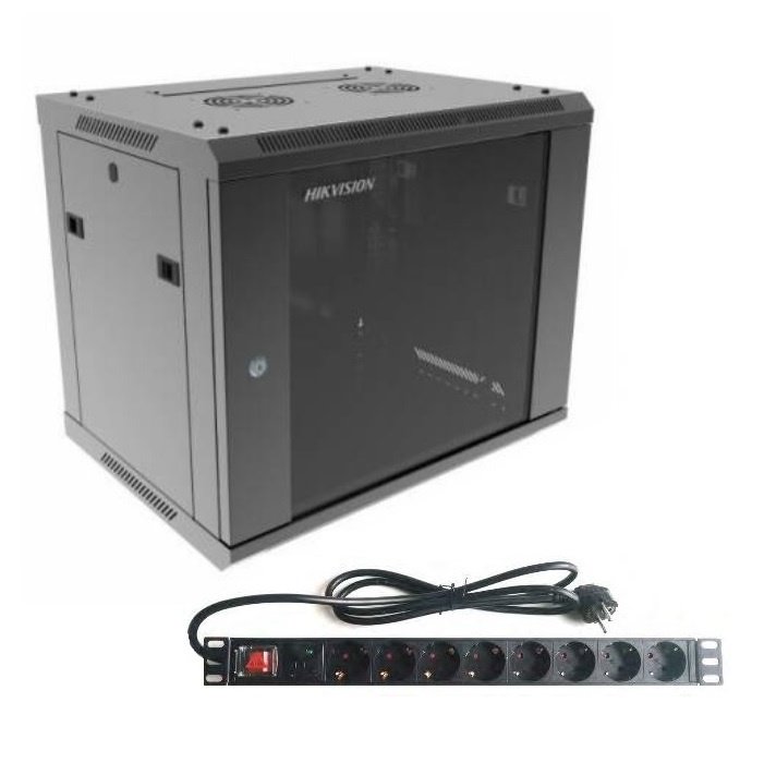 cdr-cf8ae929adc202f0e161730c37e2eda6 Combo Rack Hikvision 9U + PDU 8 Tomas Schuko para Pared - Imagen 1