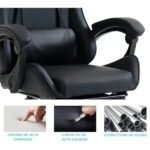 Silla Gamer ergonómica con masajes y apoyapies negra - Imagen 3