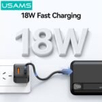 Power Bank 2 Puertos   USB A / USB C  10.000mAh  22.5W  Negro  CD263  USAMS - Imagen 2