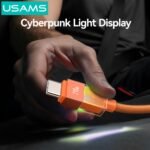 Cable de Datos USB C a USB C SJ775   240W  1.2m  Luces de Colores  Anaranjado U93  USAMS - Imagen 2