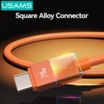 Cable de Datos USB C a USB C SJ775   240W  1.2m  Luces de Colores  Anaranjado U93  USAMS - Imagen 3