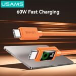 Cable de Datos USB C a USB C SJ773   60W  1.2m  Anaranjado  U92  USAMS - Imagen 2