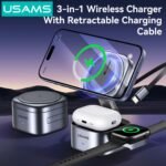 Cargador de Mesa Inalámbrico   Plegable  Gris CD257  USAMS - Imagen 4