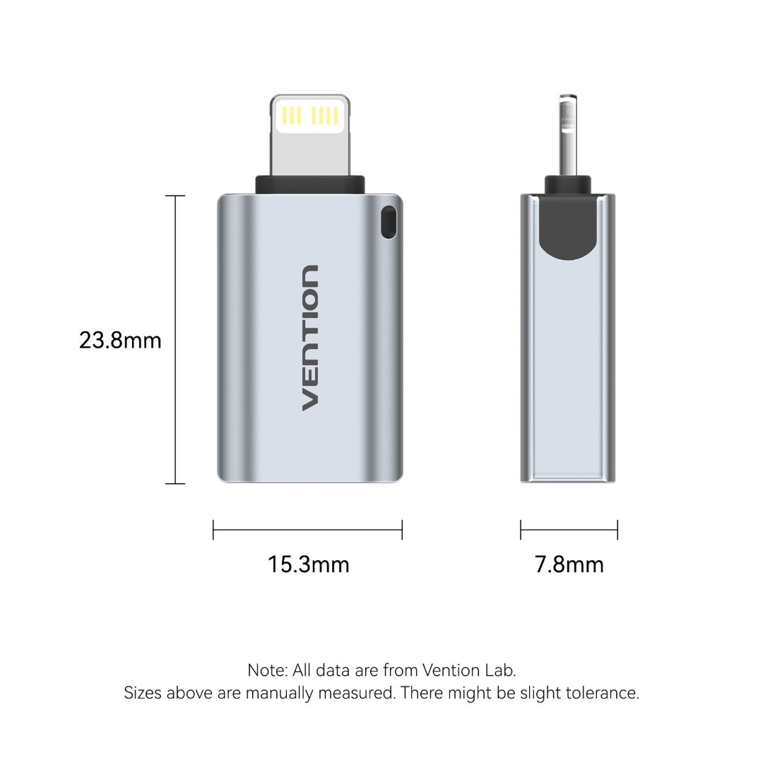dlimgs.php_-363.jpg Adaptador USB-A a Lightning Hembra/Macho OTG / Aluminio / Gris CUCH0 Vention - Imagen 1