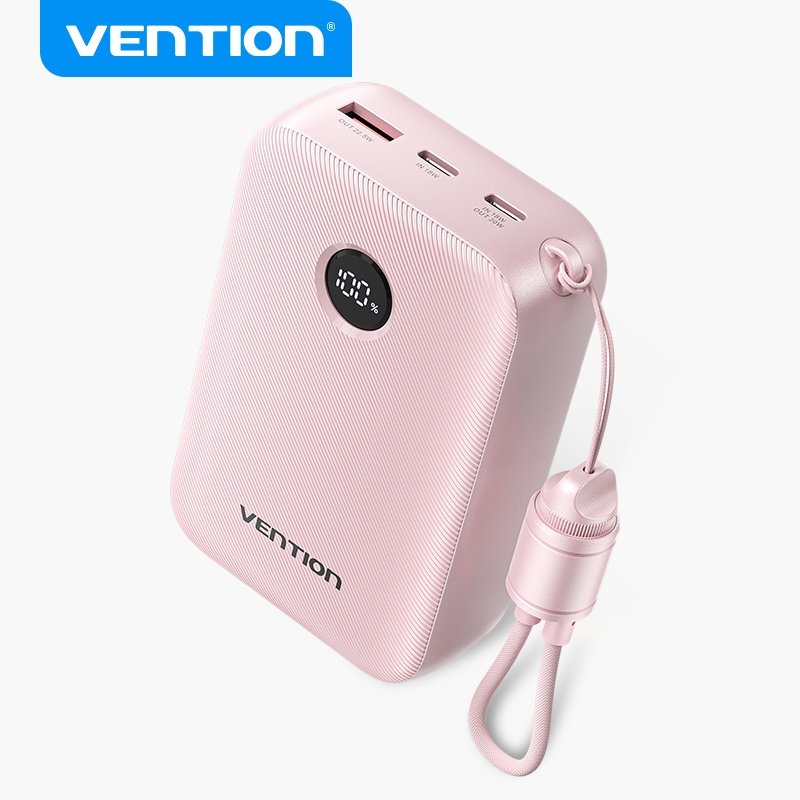 dlimgs.php_-401.jpg Power Bank 20000mAh / 22.5W / LCD / Cable USB-C a USB-C / Rosado FKBP0-C Vention - Imagen 1