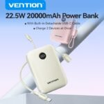 Power Bank   20000mAh / 22.5W / LCD / Cable USB-C a USB-C / Celeste  FKBL0-C  Vention