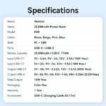 Power Bank   20000mAh / 22.5W / LCD / Cable USB-C a USB-C / Beige  FKBN0-C  Vention - Imagen 7