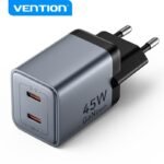 Cargador de Pared USB-C-C GaN   45W/45W / Gris  FCDH0-EU  Vention - Imagen 2