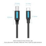 Cable de Impresora USB-C 2.0 a USB-B   Macho/Macho / 2A / 2M  Negro  CQUBH  Vention - Imagen 3