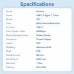 Cable USB-C a USB-C   3A / 1M / Negro  TRCBF  Vention - Imagen 8