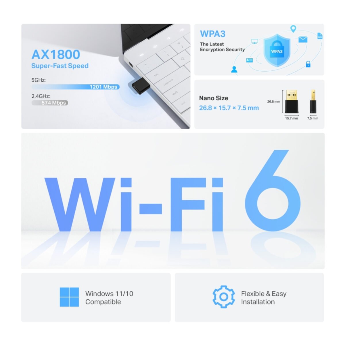 Adaptador de Red Tp-Link Usb Archer Tx20u Nano Dual Band Ax1800 - Imagen 3