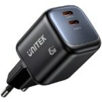 Cargador Unitek 45W Dual USB-C GaN