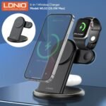 Cargador Inalámbrico de Escritorio 5 en 1 WL02   15W/5W/2.5W  Luz LED  Negro  LDNIO - Imagen 2