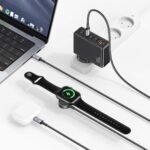 Cable de Datos   USB C + USB C a USB C + Cargador Inalámbrico p/smartwatch  72W  Negro  SJ754  USAMS - Imagen 2