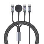 Cable de Datos   USB C + USB C a USB C + Cargador Inalámbrico p/smartwatch  72W  Negro  SJ754  USAMS - Imagen 3