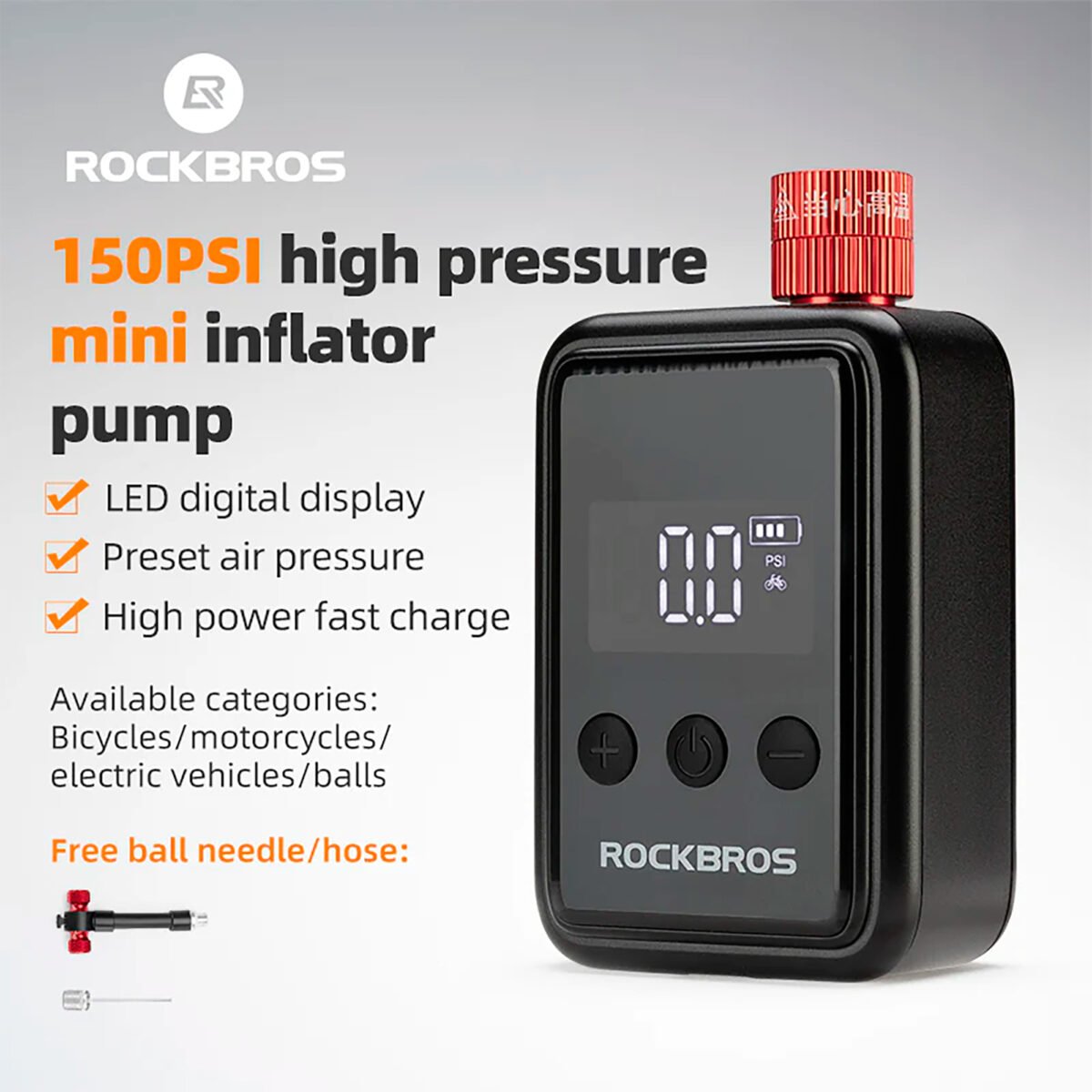 Inflador Portátil Rockbros 150psi Schrader Y Presta - Imagen 6
