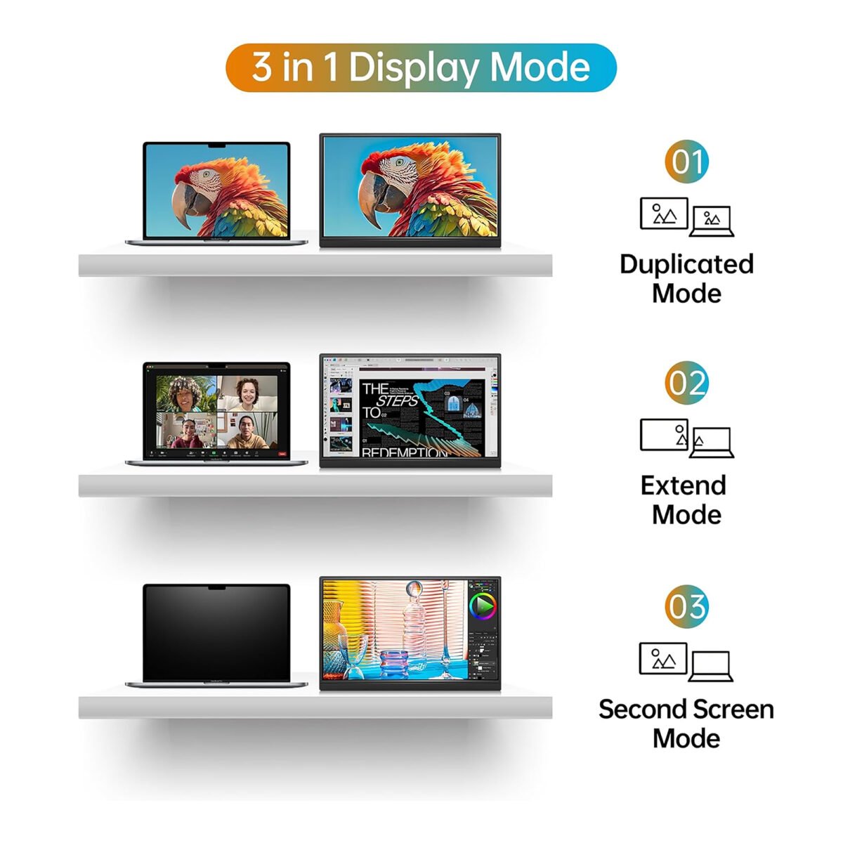 Monitor Portable WCV Pm1563 15,6'' 1080p Soporte Integrado - Imagen 4
