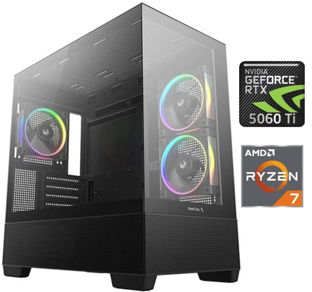 cdr-139c6c44e63b14f9131b6e8eec4b231c Equipo Gamer Ryzen 7 8700F, 32GB, 1TB, RTX 5060Ti 8GB - Imagen 1