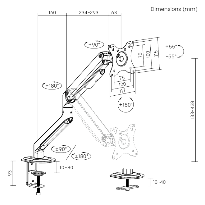 cdr-c6b9784653dffb3aad017243193efe7d-1 Soporte de escritorio Brateck con brazo articulado 17"-32" - Imagen 1
