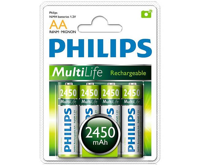 cdr-f5329177d433b627a35a8e393d8db7e4 Pilas recargables Philips AA 2450mAh Blister x 4 unidades - Imagen 1