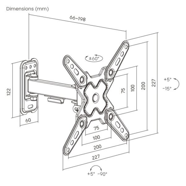 Soporte de pared Brateck Full-Motion para TV hasta 43''