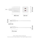Cargador de Pared 2-USB-C + 1-USB C GaN   45W/45W / USB C a USB C / 5A / Blanco  TZ-FCFW0-EU  Vention - Imagen 13