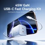 Cargador de Pared 2-USB-C + 1-USB C GaN   45W/45W / USB C a USB C / 5A / Blanco  TZ-FCFW0-EU  Vention - Imagen 3