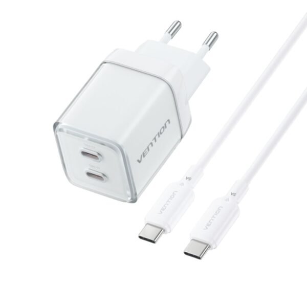 mancru-123110-9f027b2408c99a0b6f7f6c72e1a83da8 Cargador de Pared 2-USB-C + 1-USB C GaN 45W/45W / USB C a USB C / 5A / Blanco TZ-FCFW0-EU Vention