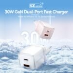 Cargador de Pared 2-USB-C + 1-USB A GaN   30W/30W / USB C a USB C 3A / Rosado  TZ-FCEP0-EU  Vention - Imagen 5