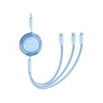 Cable Retractil 3 en 1   USB-A 2.0 a USB-C / USB-C / Lightning  / 3.5A / 1.1M / Celeste  TRJSBE  Vention