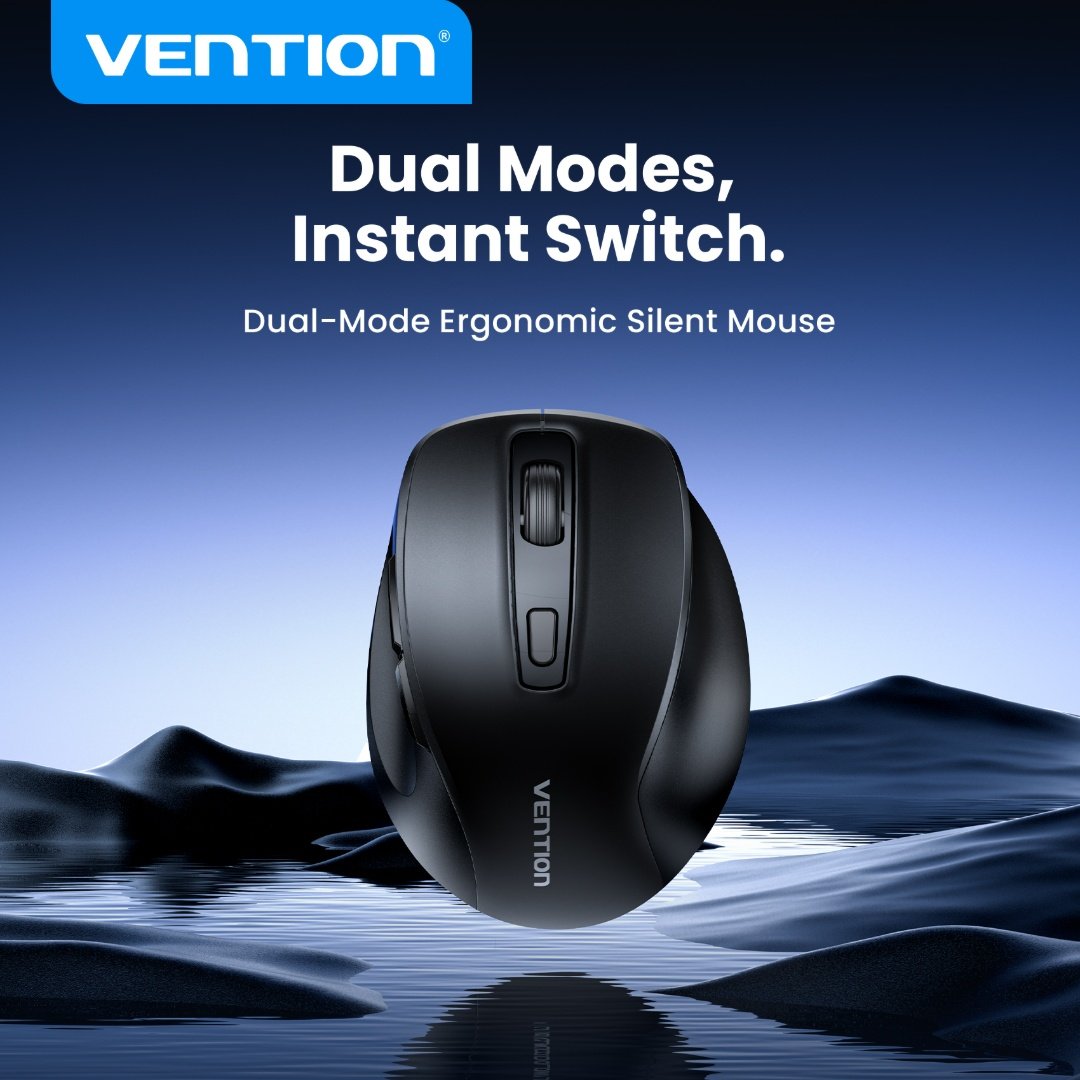 mancru-123201-9123f40e0bc92ec4694a5ab092669316 Mouse Inalambrico Silencioso 6 Botones / Bluetooth 5.1 / 2.4GHz Negro KTMB0-ID Vention - Imagen 1
