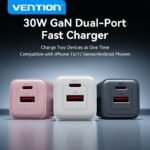 Cargador de Pared USB-C + USB A GaN   30W /18W / Blanco  FEWW0-EU  Vention - Imagen 13