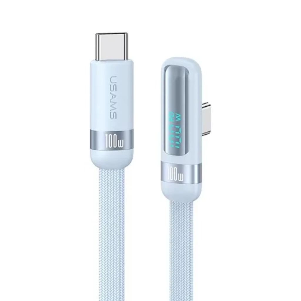 mancru-123386-dbe95c0f54715682dbe730d52d75a5ea Cable de Datos USB C a USB C SJ653 Angulo Recto 100W 1.2m Celeste USAMS - Imagen 1