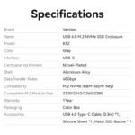 Gabinete Externo M.2 NVMe SSD"   USB 4.0 / USB-C / Ventilación / Aluminio  KPZH0  Vention - Imagen 13