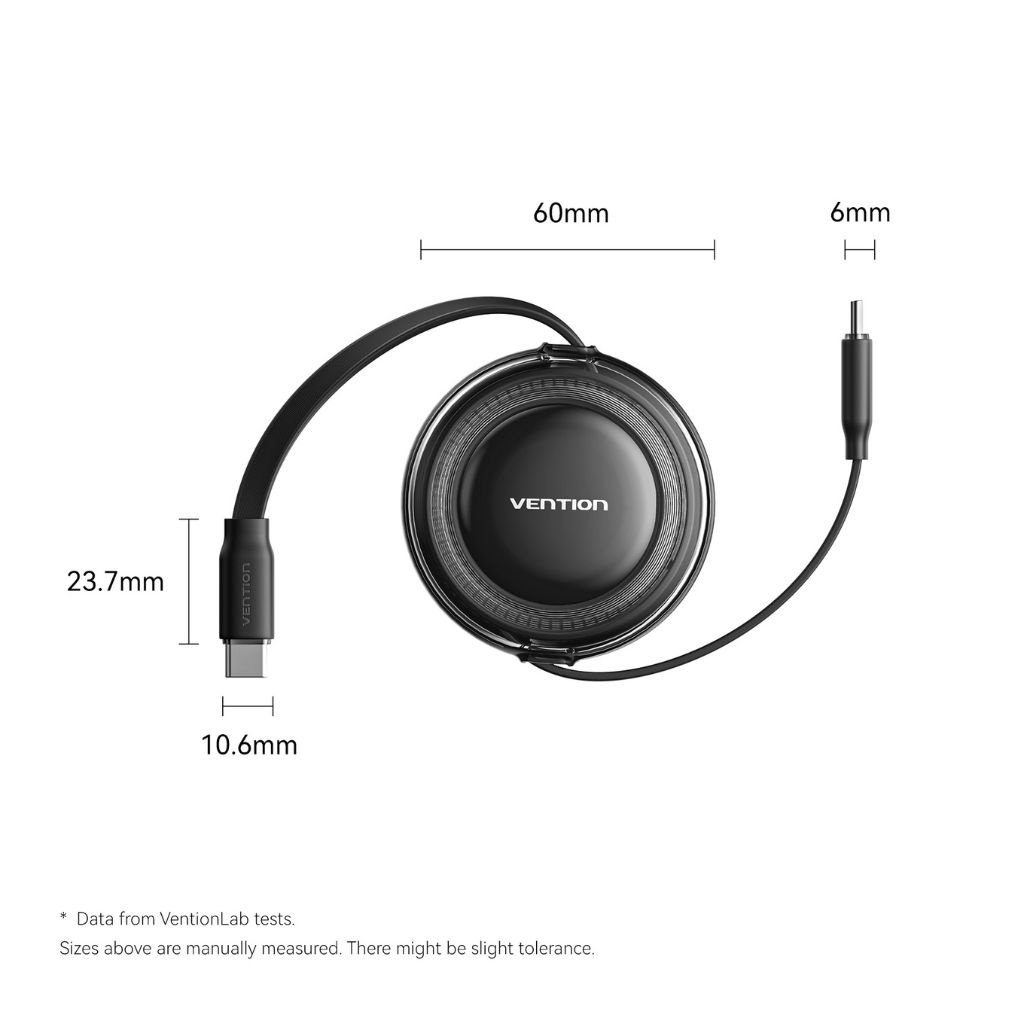 mancru-126095-2b158137443f556881e47b39fd9db87b Cable Retractil USB-C 2.0 a USB-C / 5A / 1M / Negro TRXBF Vention - Imagen 1