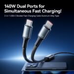 Cable USB-C 2.0 a 2 x USB-C / 5A / 1M / Anaranjado   TRUOBB  Vention - Imagen 2