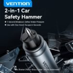 Herramienta de Seguridad para Auto / Martillo de Escape / Corta Cinto de seguridad / Negro   KRUH0  Vention - Imagen 5