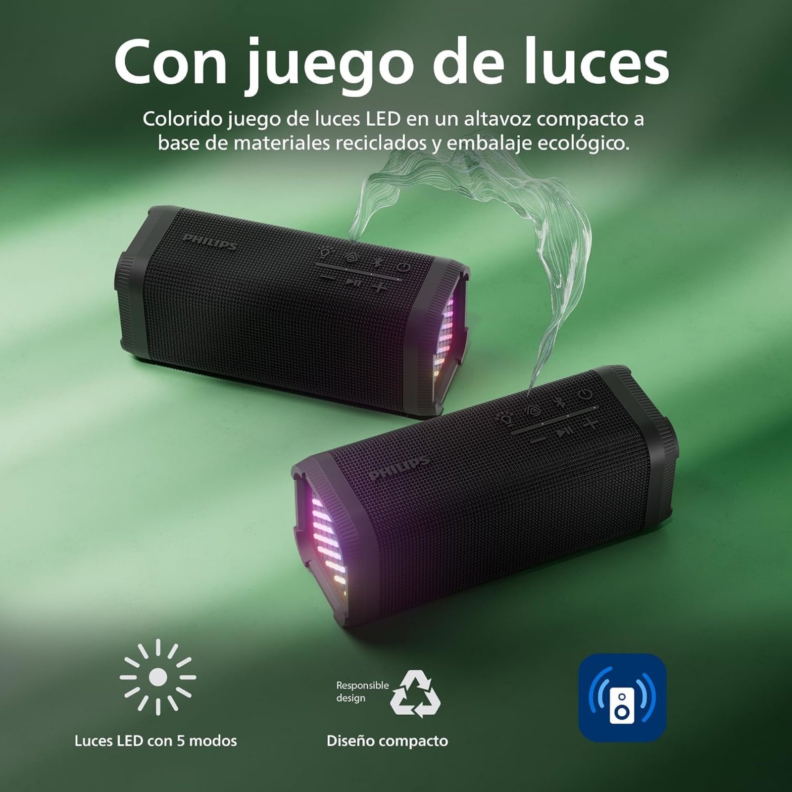 TAS2000BK-08.jpg Parlante Inalámbrico Philips Tas2000b/00 Ipx5 Bluetooth 20W - Imagen 1
