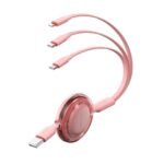 Cable Retractil 3 en 1   USB-C2.0 a USB-C / USB-C / Lightning  / 5A / 1.1M / Rosado  TRKPBE  Vention - Imagen 3