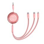 Cable Retractil 3 en 1   USB-C2.0 a USB-C / USB-C / Lightning  / 5A / 1.1M / Rosado  TRKPBE  Vention