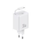 Cargador Pared   30W PD  Cable Retractil Tipo C  80cm  Blanco  CC241  USAMS - Imagen 5