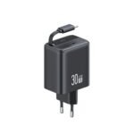 Cargador Pared   30W PD  Cable Retractil Tipo C  80cm  Negro  CC241  USAMS - Imagen 4