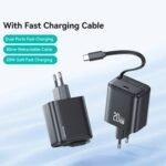Cargador Pared   20W PD  Cable Retractil Tipo C  Negro  CC233  USAMS - Imagen 2