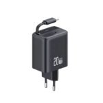 Cargador Pared   20W PD  Cable Retractil Tipo C  Negro  CC233  USAMS - Imagen 5