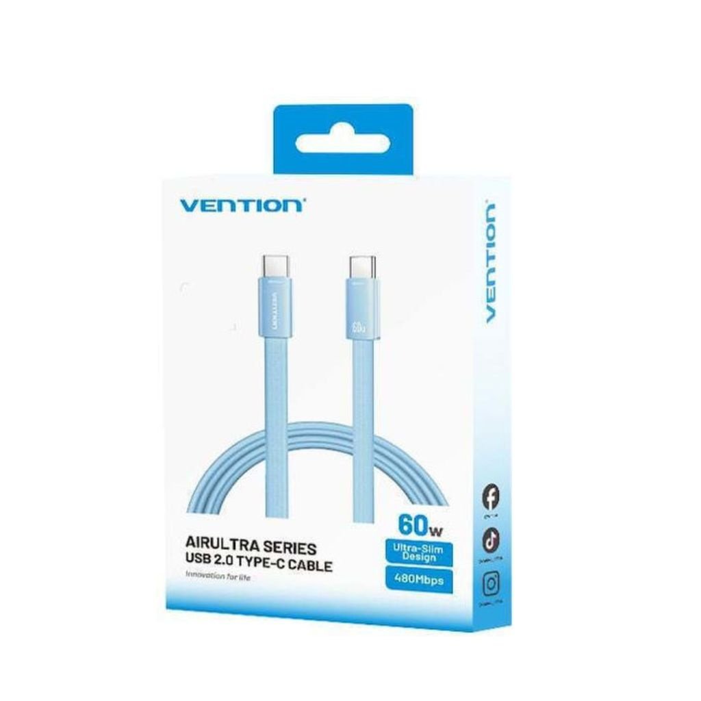 mancru-132797-6eaaf80021258123c7ca1f0552cccbf7 Cable Plano USB-C 2.0 a USB-C / 3A / 1M / Celeste TRZSF Vention - Imagen 1