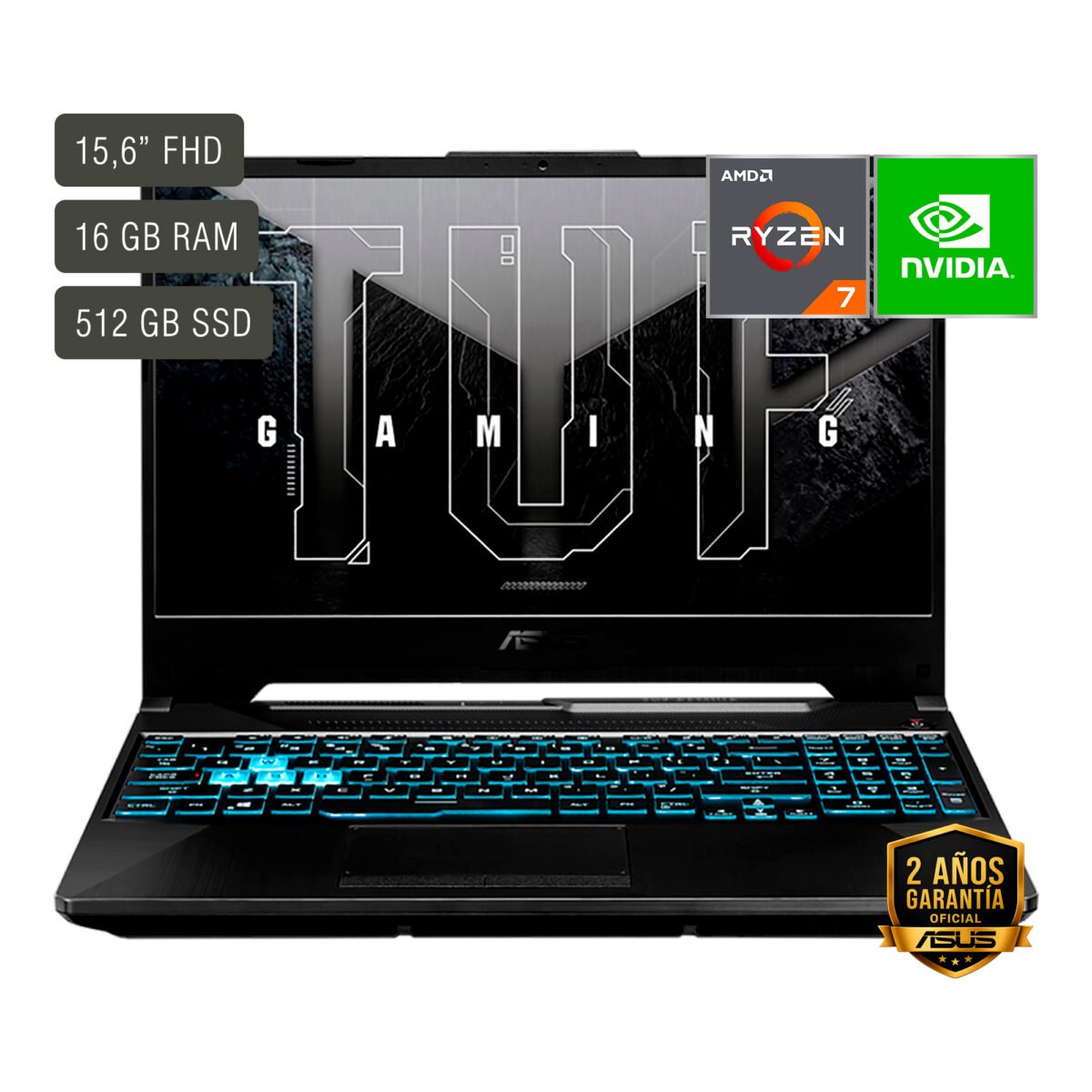 Notebook Gamer Asus Tuf 15,6'' Ryzen 7 16gb 512gb Win11 Rtx3050 - Imagen 8