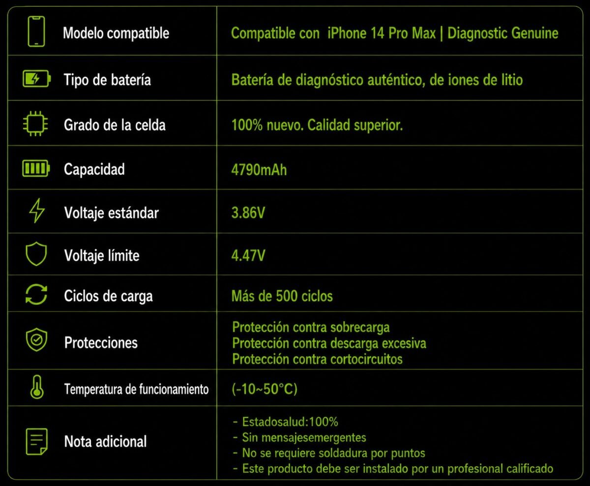 Bateria MANCRU Premium para Apple iPhone 14 Pro Max   4790mAh  Autoprogramable / Genuina - Imagen 2