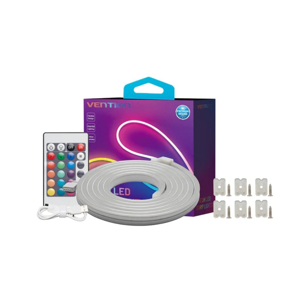 Tira de Luces LED Neon   Silicona / Control Remoto IR / USB 12V / 5M / Blanco  PAEWJ-EU  Vention